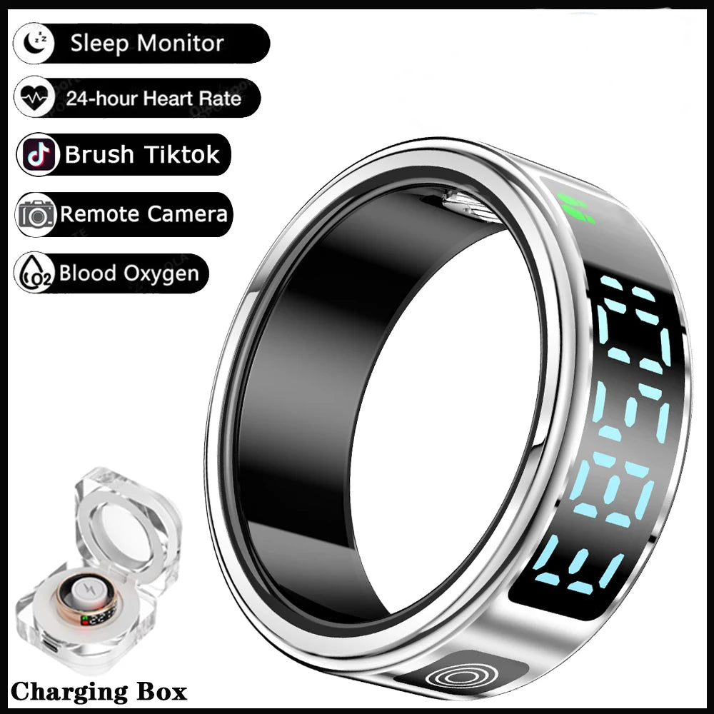 Smart Ring - Waterproof 5ATM, Bluetooth Health Tracker, Heart Rate & Sleep Monitor