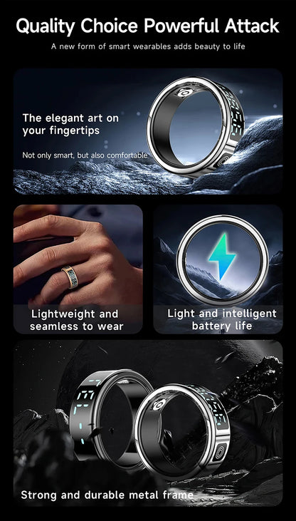 Smart Ring - Waterproof 5ATM, Bluetooth Health Tracker, Heart Rate & Sleep Monitor