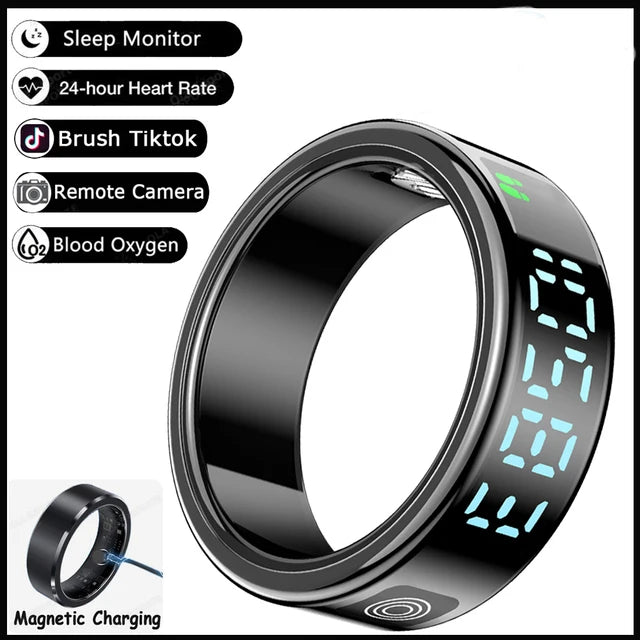 Smart Ring - Waterproof 5ATM, Bluetooth Health Tracker, Heart Rate & Sleep Monitor