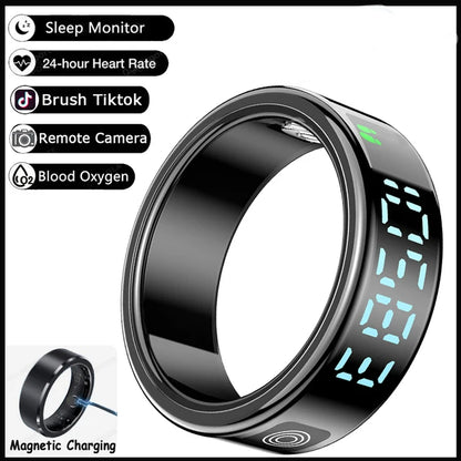 Smart Ring - Waterproof 5ATM, Bluetooth Health Tracker, Heart Rate & Sleep Monitor