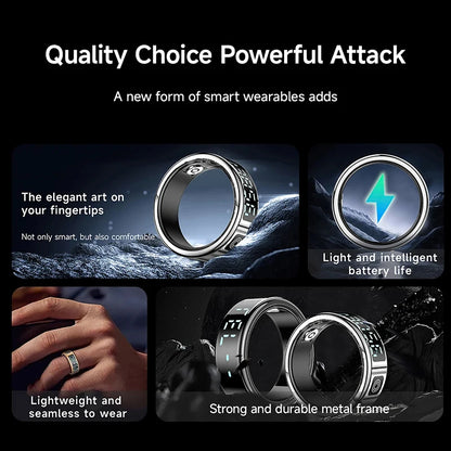 Smart Ring - Waterproof 5ATM, Bluetooth Health Tracker, Heart Rate & Sleep Monitor