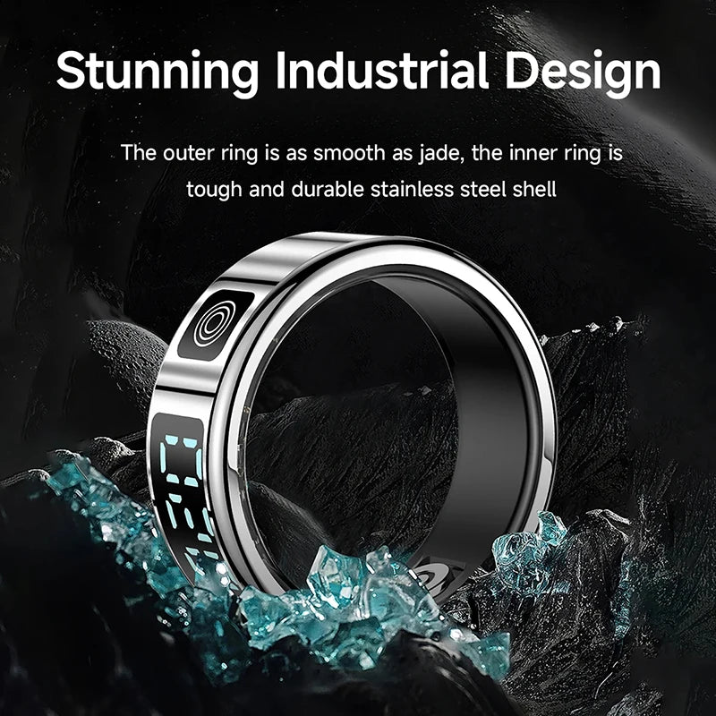 Smart Ring - Waterproof 5ATM, Bluetooth Health Tracker, Heart Rate & Sleep Monitor