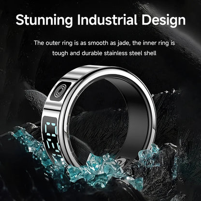 Smart Ring - Waterproof 5ATM, Bluetooth Health Tracker, Heart Rate & Sleep Monitor