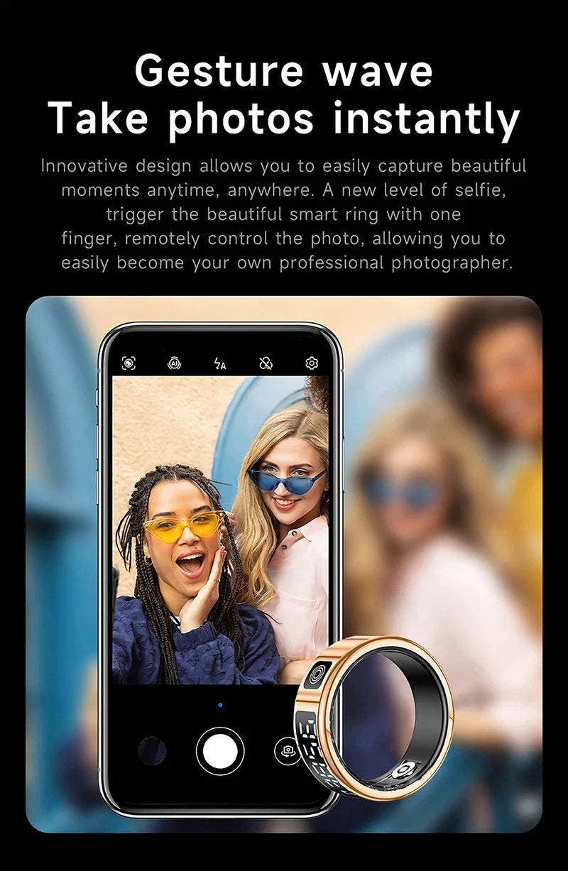 Smart Ring - Waterproof 5ATM, Bluetooth Health Tracker, Heart Rate & Sleep Monitor