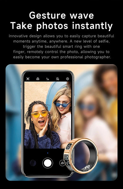 Smart Ring - Waterproof 5ATM, Bluetooth Health Tracker, Heart Rate & Sleep Monitor