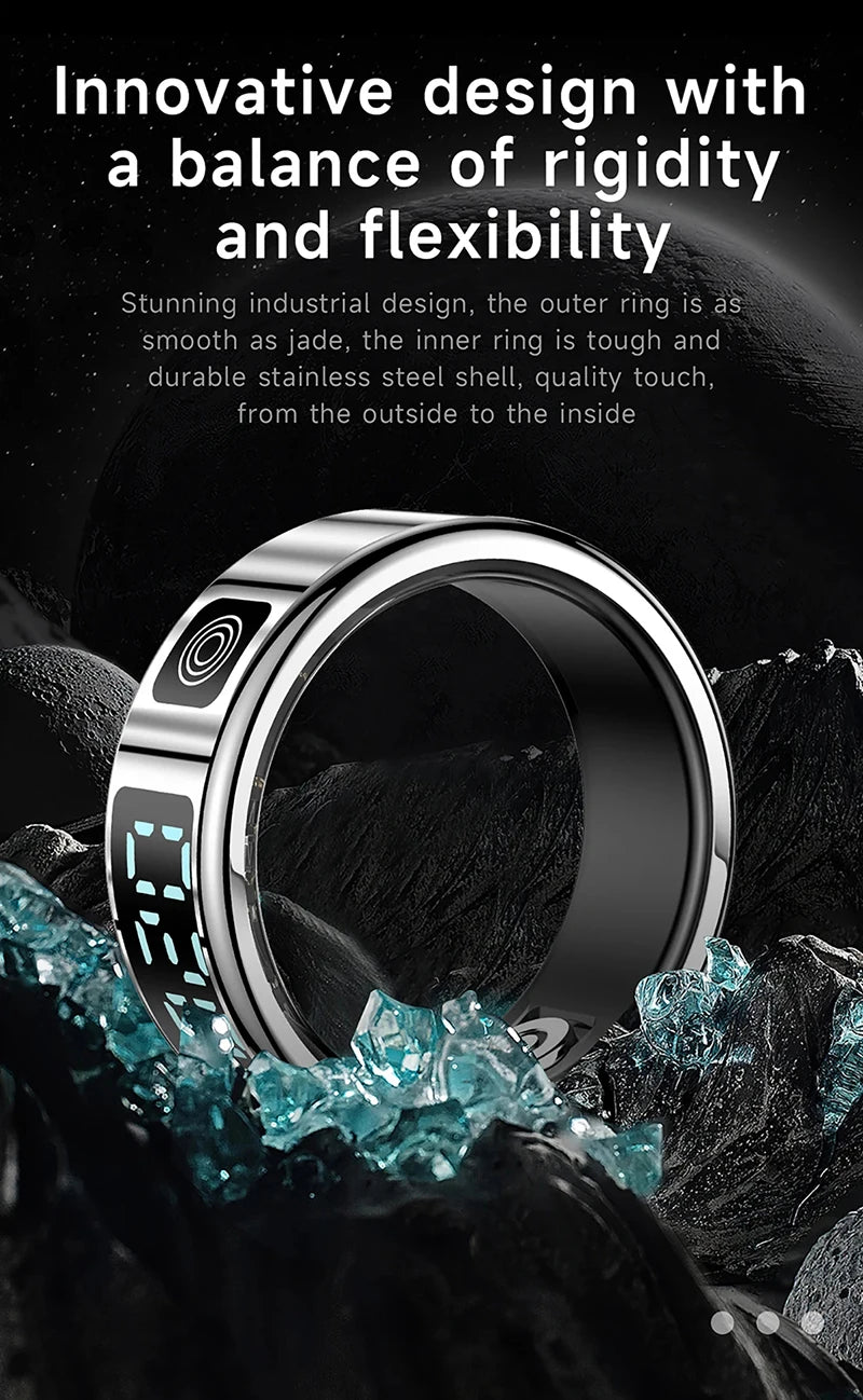 Smart Ring - Waterproof 5ATM, Bluetooth Health Tracker, Heart Rate & Sleep Monitor
