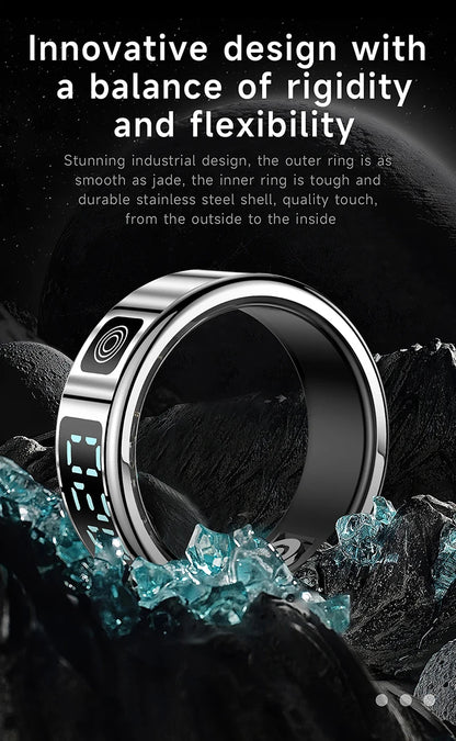 Smart Ring - Waterproof 5ATM, Bluetooth Health Tracker, Heart Rate & Sleep Monitor