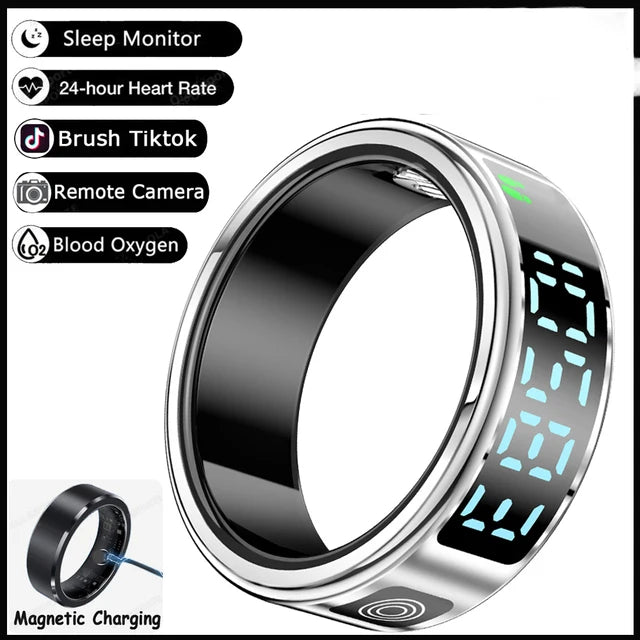 Smart Ring - Waterproof 5ATM, Bluetooth Health Tracker, Heart Rate & Sleep Monitor