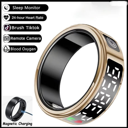 Smart Ring - Waterproof 5ATM, Bluetooth Health Tracker, Heart Rate & Sleep Monitor