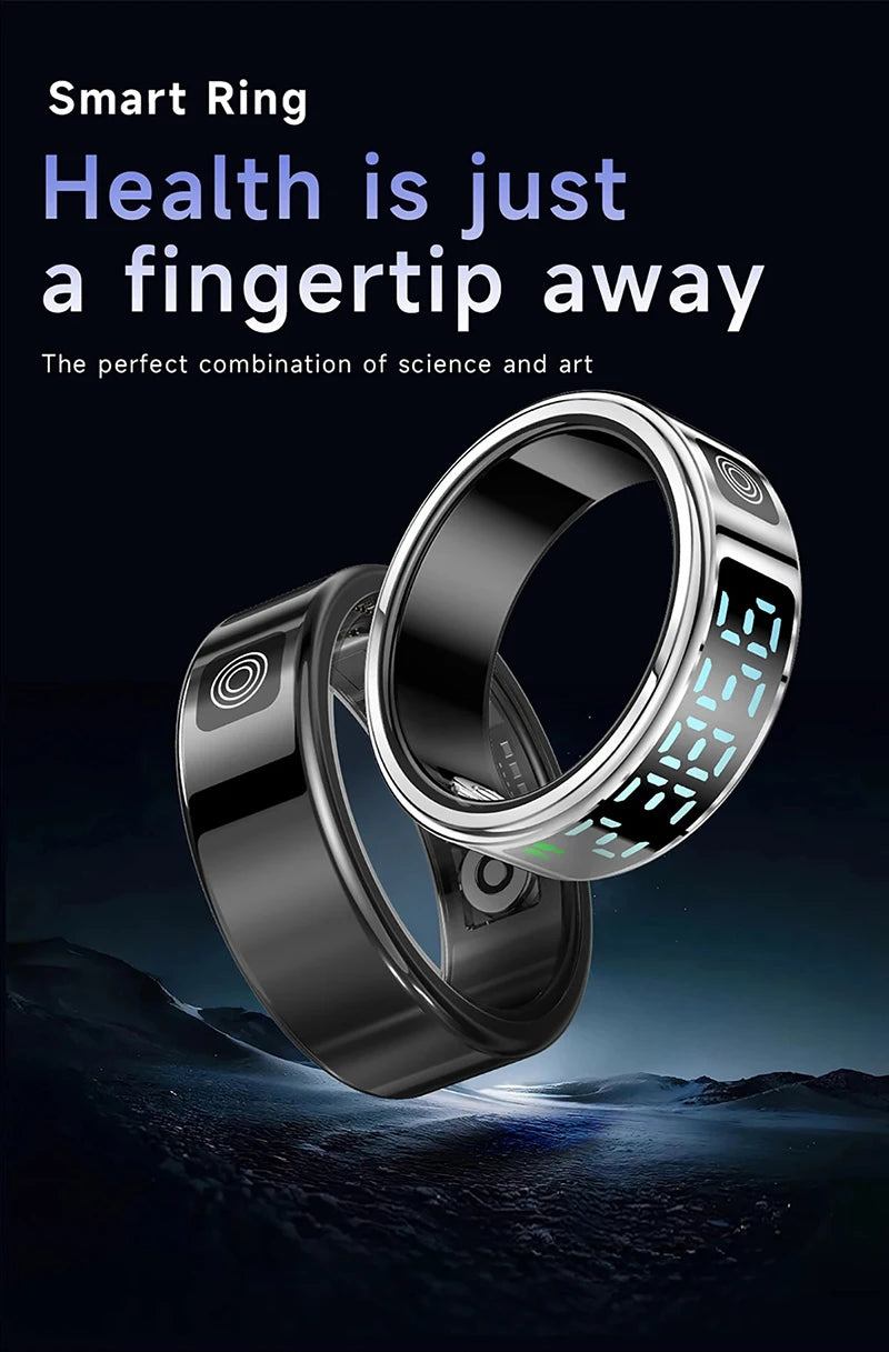 Smart Ring - Waterproof 5ATM, Bluetooth Health Tracker, Heart Rate & Sleep Monitor